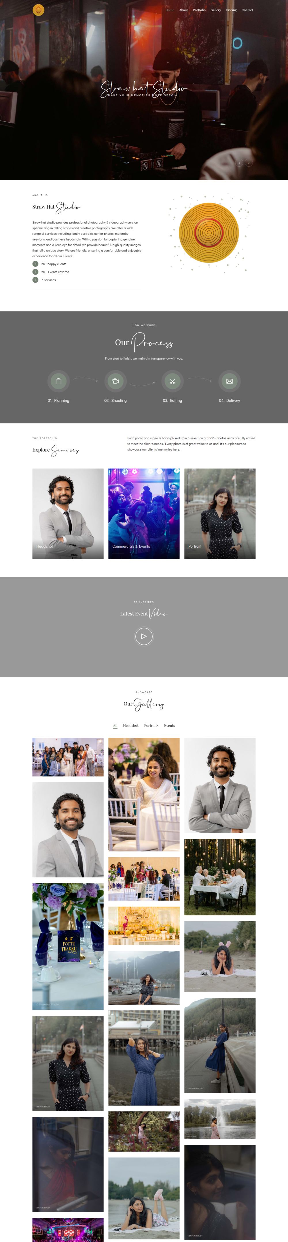 Strawhat Studio website, built by Avelio
